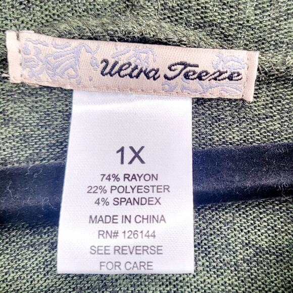 Ultra Teeze Green Long-sleeved Pullover Sweater Hoodie Women’s Plus Size 1X - Picture 3 of 4